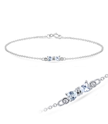 Cutie Bow with CZ Stones Silver Anklet ANK-194